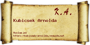 Kubicsek Arnolda névjegykártya